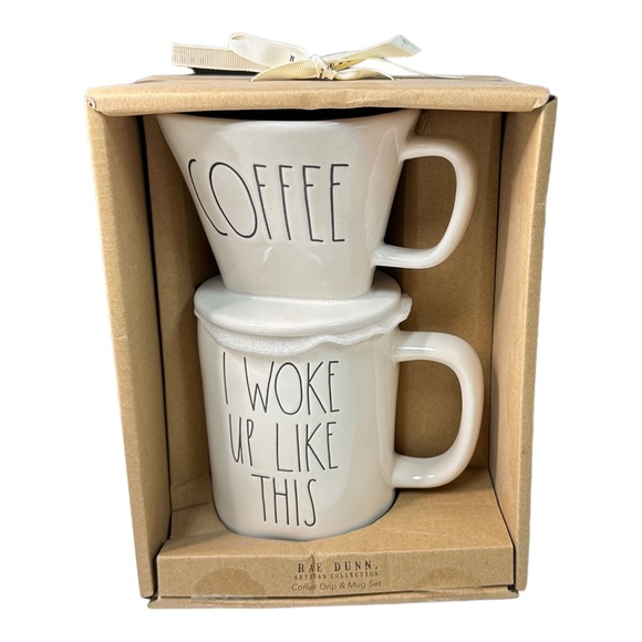 Rae Dunn "COFFEE" Drip & "I WOKE UP LIKE THIS" Mug Set - Picture 1 of 1